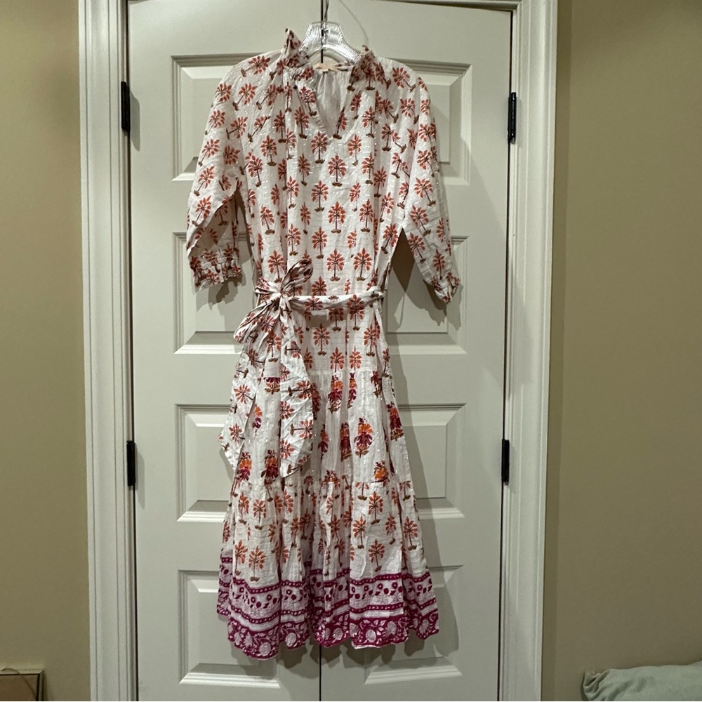 Azure and indigo block print maxi dress xs nwt